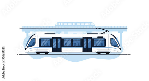 Commuter Line Train Flat Vector Illustration on White Background