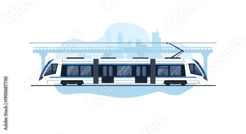 Commuter Line Train Urban Transport Flat Vector Illustration on White Background