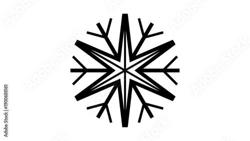 snowflake logotype, black isolated silhouette