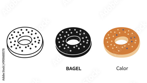 A black and brown and white image of bagels Vector