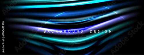 Abstract flowing lines, vibrant blues, purples create dynamic background. Modern design, sleek curves suggest movement, energy.