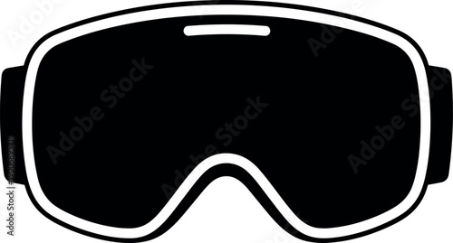 Black Goggle Silhouette Vector Illustration for Virtual Reality VR Headset or Winter Ski Sports Gear Isolated Graphic Element for Gaming and Outdoor Activity Design