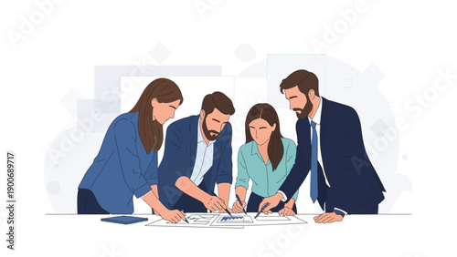 Diverse business team collaborating on project, planning strategy, creative meeting