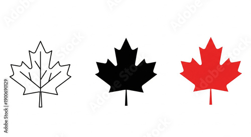 Fotografi Maple leaf icon vector set Canada national symbol