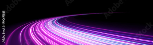 Rose-colored glowing speed corridor with flowing particle streaks, sparkling neon motion and vibrant futuristic design vector
