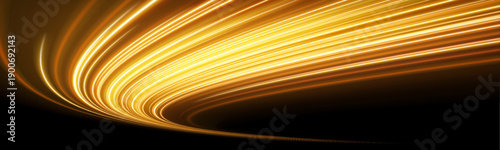 Bright orange light trails form parallel racing lanes with glowing depth and smooth acceleration gradients. Perfect for automotive and tech speed themes vector