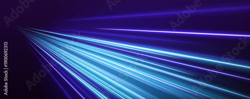Azure dynamic expressway with sparkling light beams, radiant neon streaks and digital speed effect vector
