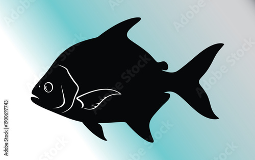 A silhouette vectorized fish for decoration.