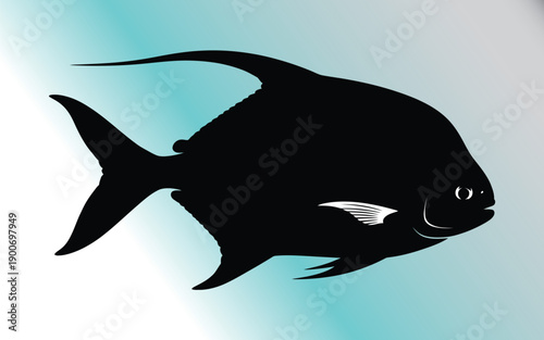 A silhouette vectorized fish for decoration.