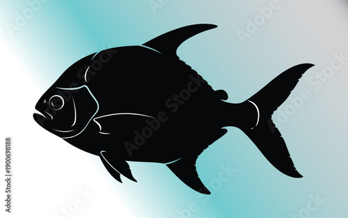 A silhouette vectorized fish for decoration.