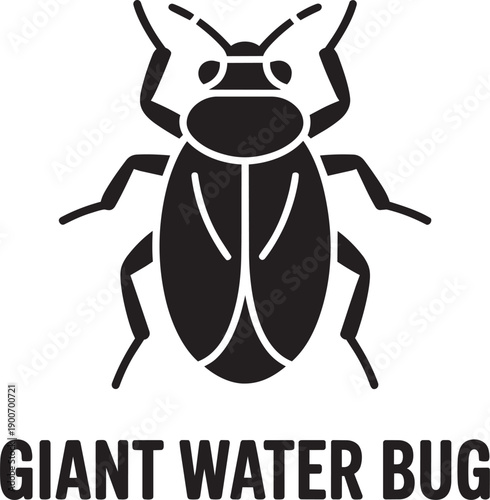 Giant water bug insect illustration vector silhouette isolated on transparent background for design
