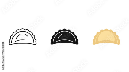 Three dumplings in different illustration styles Vector