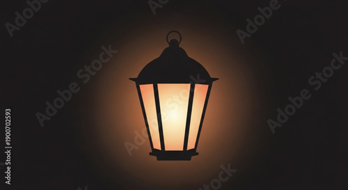 Vintage Lantern Glowing Brightly in Darkness, Isolated on Black Background