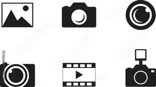 Photo icon set vector illustration for camera gallery image picture symbol isolated on white background modern flat design collection group for website mobile app ui ux.