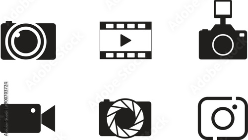 Photo icon set vector illustration for camera gallery image picture symbol isolated on white background modern flat design collection group for website mobile app ui ux.
