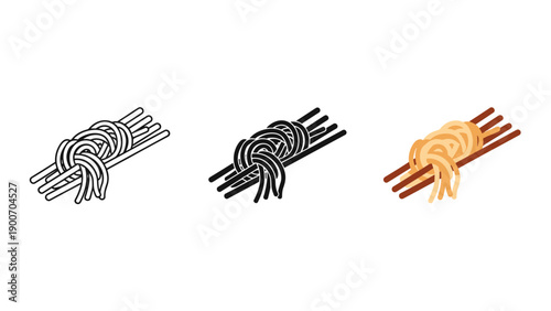 Three variations of a knotted cord displayed Vector