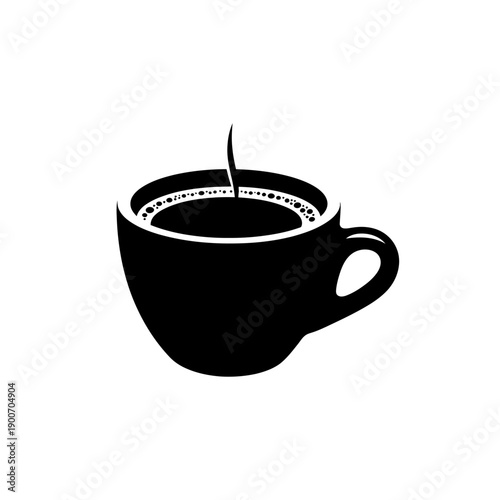 Black Silhouette of a Small Espresso Cup on White Background Vector Coffee Icon for Cafe and Morning Routine