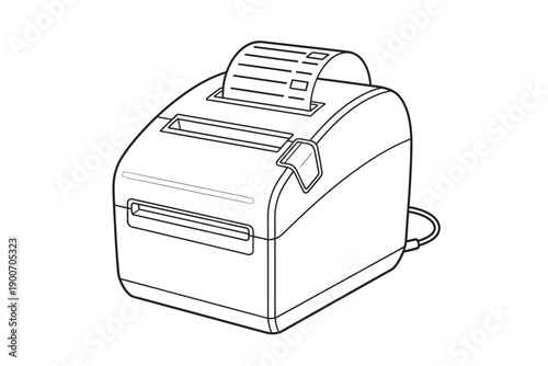 Thermal Receipt Printer Line Icon Illustration