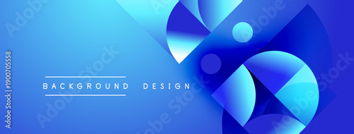 Abstract blue design features overlapping circles, gradients. Modern aesthetic suitable for banners, backgrounds, presentations. Clean, vibrant composition.