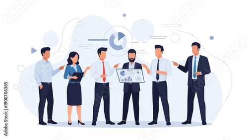 Diverse Business Team Collaborating on Financial Report Analysis with Charts