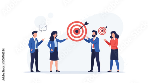 Teamwork goal achievement, business strategy, reaching targets, success, planning