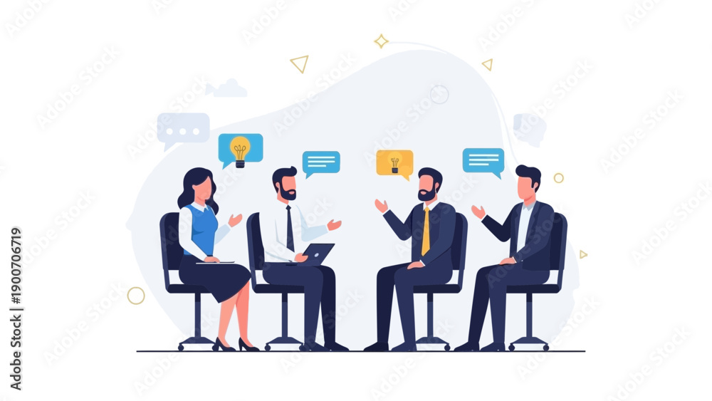 Obraz premium Business meeting with diverse people brainstorming ideas, teamwork and collaboration concept