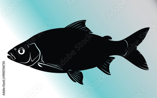 A silhouette vectorized fish for decoration.