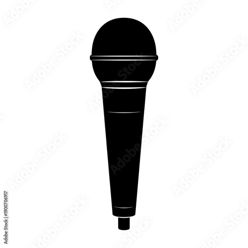 Dynamic Vocal Microphone Silhouette Vector Icon - Audio Recording Tool Black Shape Illustration Isolated on White Background for Music Logos
