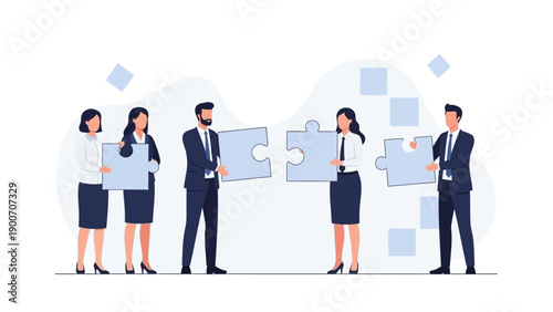 Teamwork puzzle collaboration business concept illustration