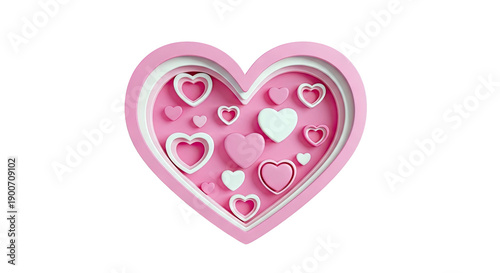 Pink and White Heart Arrangement on White Background