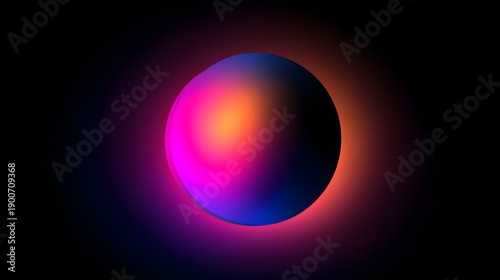 Abstract Glowing Sphere in a Dark Void - A Colorful Digital Artwork.