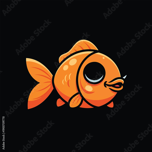 Cute cartoon goldfish illustration with big eyes.