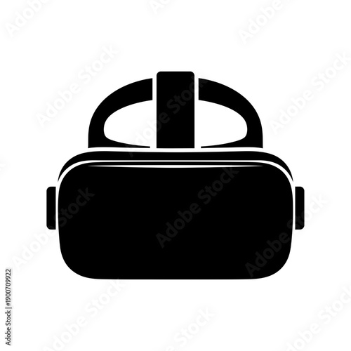 Silhouette of a VR Headset Vector Icon - Virtual Reality Goggles Black Shape Illustration Isolated on White Background