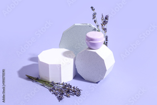 Decorative podiums with jar...