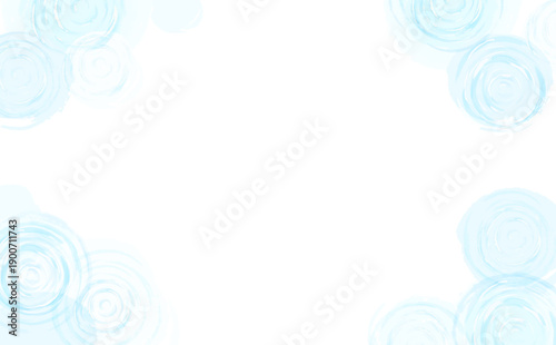 水彩風の涼しげな水面と小さな波紋イラスト_横