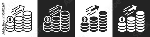 Profit Line And Solid Icon In White And Black Background