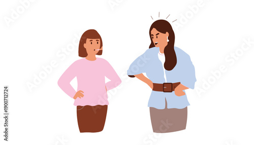 Two women expressing different emotions in a cartoon style illustration