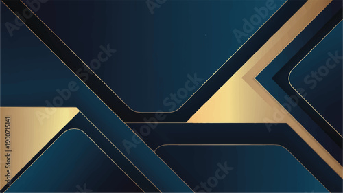 Abstract geometric background with luxurious gold and deep blue hues, evoking elegance and sophistication for corporate and design purposes