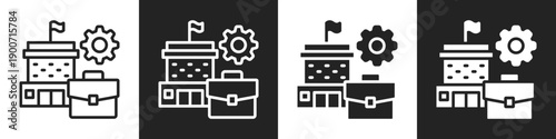 Company Icon Line And Solid Icon In White And Black Background