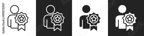 Medal Icon Line And Solid Icon In White And Black Background