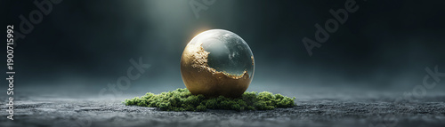 Mysterious new egg showing birth of planet. new beginning and creation of life, full of hope, fantasy and dramatic light from above