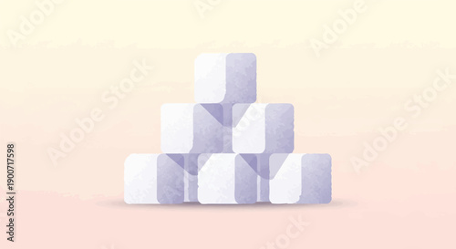 Stacked white sugar cubes with soft pastel background