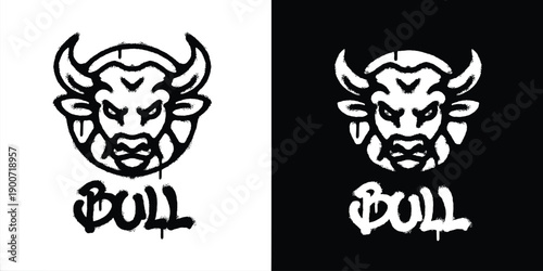 Graffiti bull head logo vector design