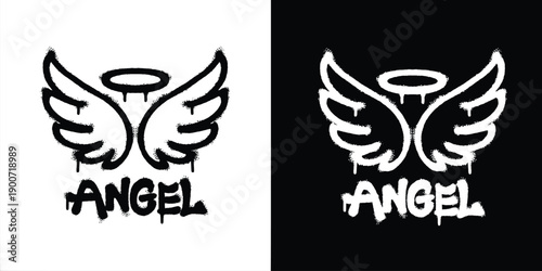 Graffiti angel logo vector design
