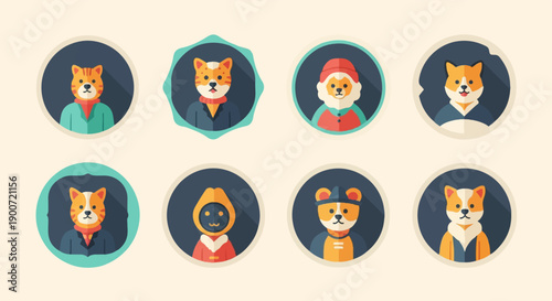 Stylized animal avatars with varying attire and expressions