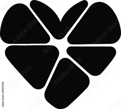 silhouette stylized abstract geometric heart shape for love and romance vector design