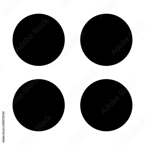 Four black circles in a square formation on transparent background