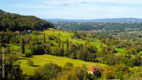 Tableau sur toile Paysages et vallées du Lot, en période automnale