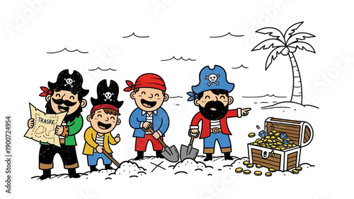 Pirates with Treasure Chest.