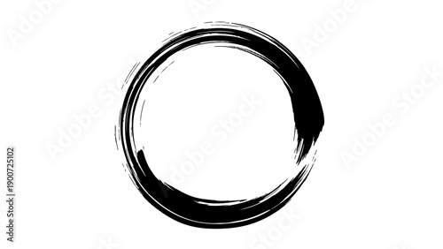 Black Brush Stroke Circle Shape Art.